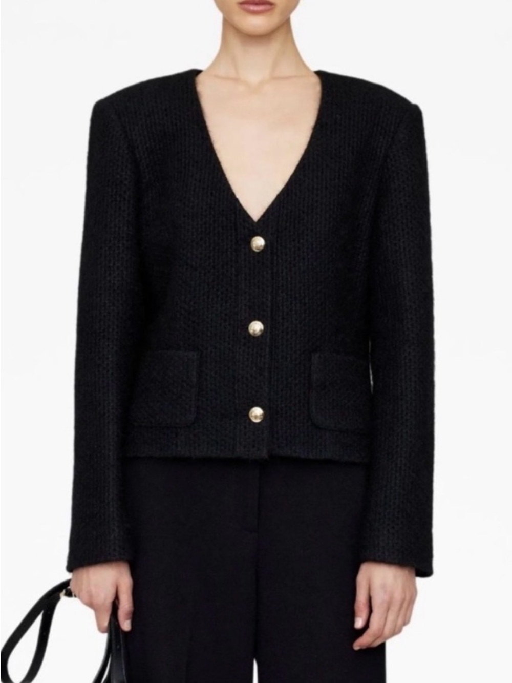 Anine Bing Anitta Black Tweed Jacket